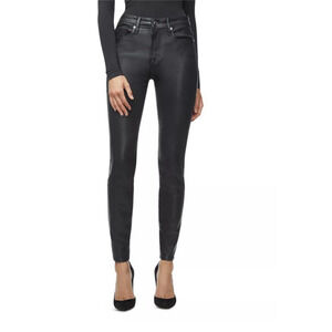 Good American Jeans Womens Size 4 NEW Black Skinny Good Legs Leather Like Pants